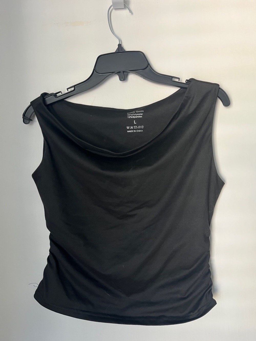 Black Sleeveless Cowl Neck Top - Size L